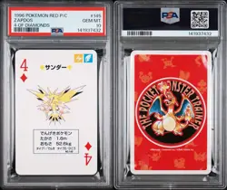 1996 Pokemon Zapdos 4 of Diamonds Red Charizard Playing Card PSA 10 Gem Mint - Image 1