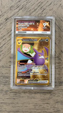 Team Rocket's Crobat ex Destined Rivals Hyper Rare Gold Card 242/182 - Ace 9 psa - Image 1
