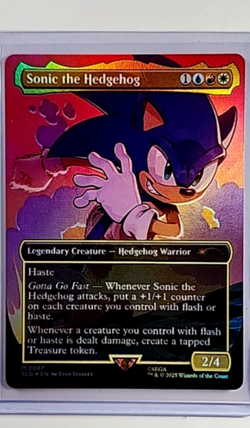 MTG Magic the Gathering SLD Secret Lair Drop Borderless Foil Sonic the Hedgehog - Image 1