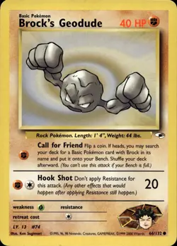 BROCK'S GEODUDE 66/132 COMMON GYM HEROES POKEMON UNLIMITED LP - Image 1
