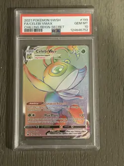 2021 POKEMON SWORD & SHIELD CHILLING REIGN SECRET FULL ART/CELEBI VMAX PSA 10 - Image 1