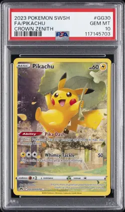 2023 POKEMON SWORD & SHIELD CROWN ZENITH #GG30 FULL ART/PIKACHU PSA 10 - Image 1