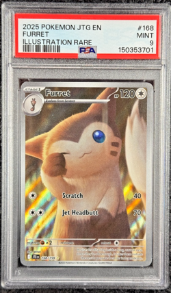 2025 POKEMON JOURNEY TOGETHER EN FURRET ILLUSTRATION RARE #188 💎 PSA 9 - Image 1