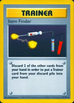 ITEM FINDER 74/102 RARE BASE SET SHADOWLESS POKEMON UNLIMITED MP - Image 1