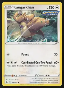 Pokemon Kangaskhan 204/264 SWSH08: Fusion Strike Non-Holo Pack Fresh - NM - Image 1
