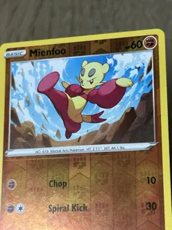 💥SHIPS SAME DAY Mienfoo 103/196 Reverse Holo Pokemon Card Fighting Type - Image 2