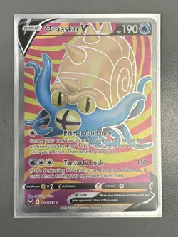 Pokemon TCG Omastar V (Full Art) Silver Tempest 174/195 Holo Ultra Rare - Image 1