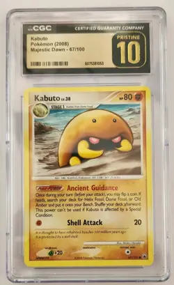 Pokemon TCG Kabuto 67/100 Majestic Dawn Pristine 10 CGC 2008 - Image 1