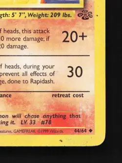 Rapidash 44/64 HP Jungle English Pokemon Card TCG - Image 3