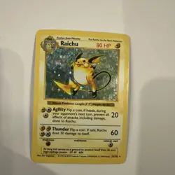 Pokemon TCG Raichu Rare Holo Card #14/102 Shadowless Base Set - Image 1