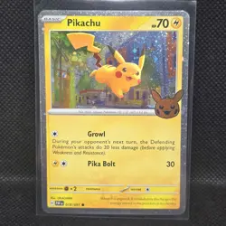 Pikachu Holo Card 018/091 Trick or Trade Booster 2024 Cosmos Holo (NM Condition) - Image 1