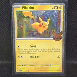 Pikachu Holo Card 018/091 Trick or Trade Booster 2024 Cosmos Holo (NM Condition) - Image 3