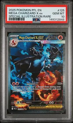 2025 POKEMON PFL EN-PHANTASMAL FLAMES #125 MEGA CHARIZARD X EX PSA 10 - Image 1