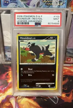 PSA 9 Houndour Reverse Holo Foil 2008 D&P Legends Awakened 103/146 Pokemon POP 3 - Image 1