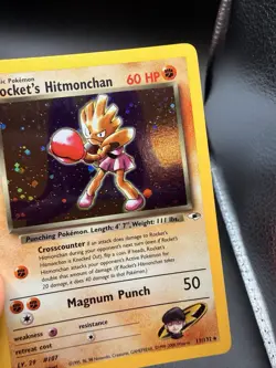 Pokemon Gym Heroes Rocket's Hitmonchan Holo Rare SWIRL 11/132 NEAR MINT - Image 2