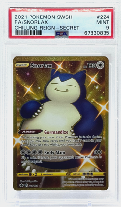 Pokemon Snorlax Chilling Reign Gold Secret Rare 224/198 PSA 9 Mint TCG - Image 1