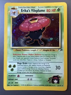 Erika's Vileplume SWIRL HOLO 5/132 Gym Heroes VINTAGE 2000 Pokemon - Image 2