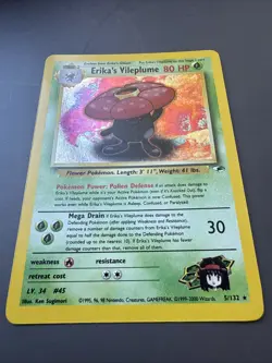Erika's Vileplume SWIRL HOLO 5/132 Gym Heroes VINTAGE 2000 Pokemon - Image 3