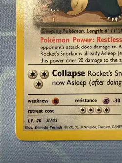 Rocket's Snorlax #33/132 Non-Holo Rare Gym Heroes VINTAGE 2000 Pokemon - Image 5