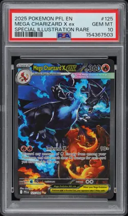 2025 POKEMON PFL EN-PHANTASMAL FLAMES #125 MEGA CHARIZARD X EX PSA 10 - Image 1