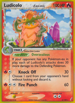 LUDICOLO 6/100 HOLO RARE CRYSTAL GUARDIANS POKEMON DAMAGED (SEE PICTURES) - Image 1