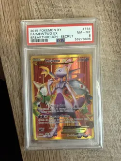 Mewtwo EX 164/162 Full Art Pokemon XY Breakthrough #164 NM-MT PSA 8 Secret Rare - Image 1