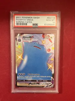 PSA 10 2021 Pokemon SWSH Ditto Vmax #SV119 Full Art Shining Fates - Image 1