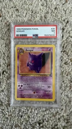 Pokemon Gengar 20/62 Fossil Rare Unlimited Regular 1999 PSA 7 English - Image 1