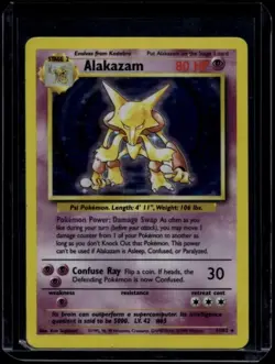Pokemon TCG Alakazam 1/102 Base Set Holo Rare MP - Image 1