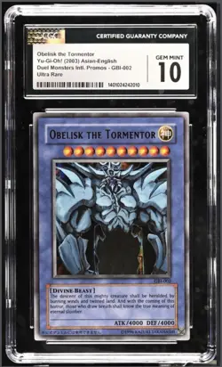 2003 YU-GI-OH! OBELISK THE TORMENTOR GBI-002 | GAME BOY ADVANCE PROMO CGC 10 - Image 1