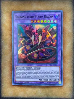 Yugioh Starving Venom Fusion Dragon FIGA-EN060 Super Rare 1st Ed NM - Image 1