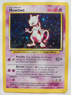 Mewtwo Pokemon Card Holo WOTC 10/102 Base Set Rare Vintage 1999 Original MP - Image 1