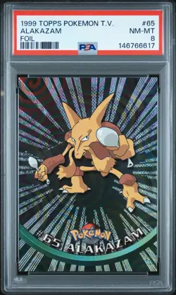 PSA 8 ALAKAZAM TV Animation Edition POKEMON Foil 1999 TOPPS Trading Card #65 - Image 1