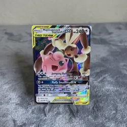 Pokemon TCG Mega Lopunny & Jigglypuff GX 165/236 Cosmic Eclipse Holo Card NM - Image 1