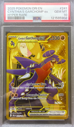 2025 POKEMON DRI EN-DESTINED RIVALS HYPER RARE #241 CYNTHIA'S GARCHOMP EX PSA 10 - Image 1