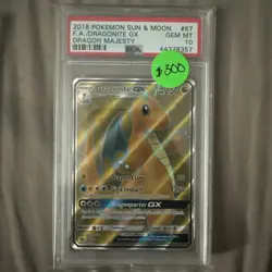 2018 Pokemon Sun & Moon Dragonite GX Dragon Majesty #67 PSA 10 GEM MT - Image 1