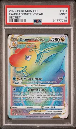 2022 Pokemon Go Full Art Dragonite VSTAR Secret PSA 9 Mint #081 / 078 - Image 1