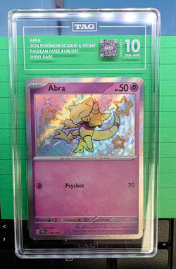 2024 Pokemon Paldean Fates Abra 148/091 Shiny Rare Holo TAG 10 GEM - Image 3