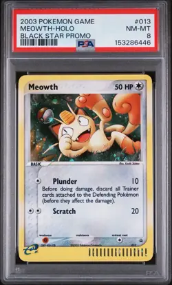 2003 Pokemon Game Meowth Holo Black Star Promo PSA 8 Vintage #13 - Image 1