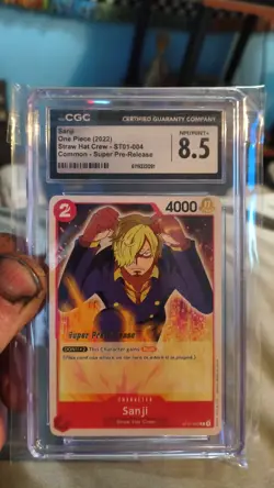 2022 ONE PIECE 004 SANJI SUPER PRE-RELEASE CGC 8.5 NEAR MINT - Image 1