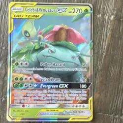 Pokemon Celebi & Venusaur GX 1/181 SM-Team Up Ultra Rare TAG TEAM Holo 270 HP - Image 1