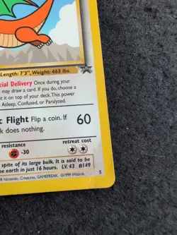 1999 Pokemon TCG Dragonite WB Stamped Movie Promo #5 WOTC Black Star - crease - Image 2