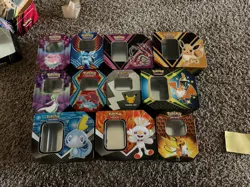 LOT OF 11 EMPTY POKEMON TCG TINS Great For Storage Or Decoration - Image 1