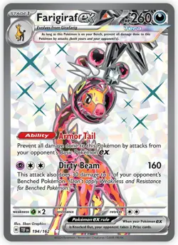 Pokemon TCG Farigiraf ex ULTRA RARE 194/162 SV05: Temporal Forces Holo EN - Image 1