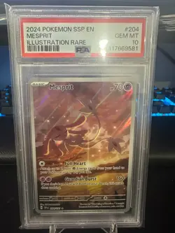 2024 POKEMON SSP EN-SURGING SPARKS ILLUSTRATION RARE #204 MESPRIT PSA 10 - Image 1