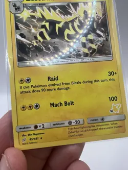 Zebstrika #16 45/181 Rare Non Holo Team Up Pikachu Stamped Pokemon TCG Card NM - Image 4