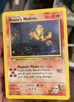 Blaine's Moltres 1/132 Gym Heroes 2000 Holo Rare WOTC Pokemon Card TCG - Image 1