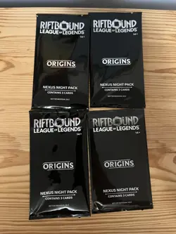 4x Riftbound Origins Nexus Night Pack Sealed English 3-Card Promo - Image 1