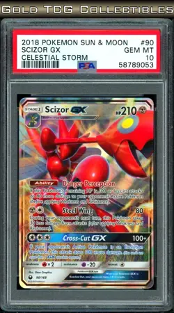PSA 10 ⭐ Pokemon Scizor GX 90 Celestial Storm Sun Moon 2018 Graded Card - Image 1