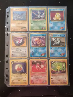 Lot Of 9 Pokemon Cards In Binder Sheet - Image 1